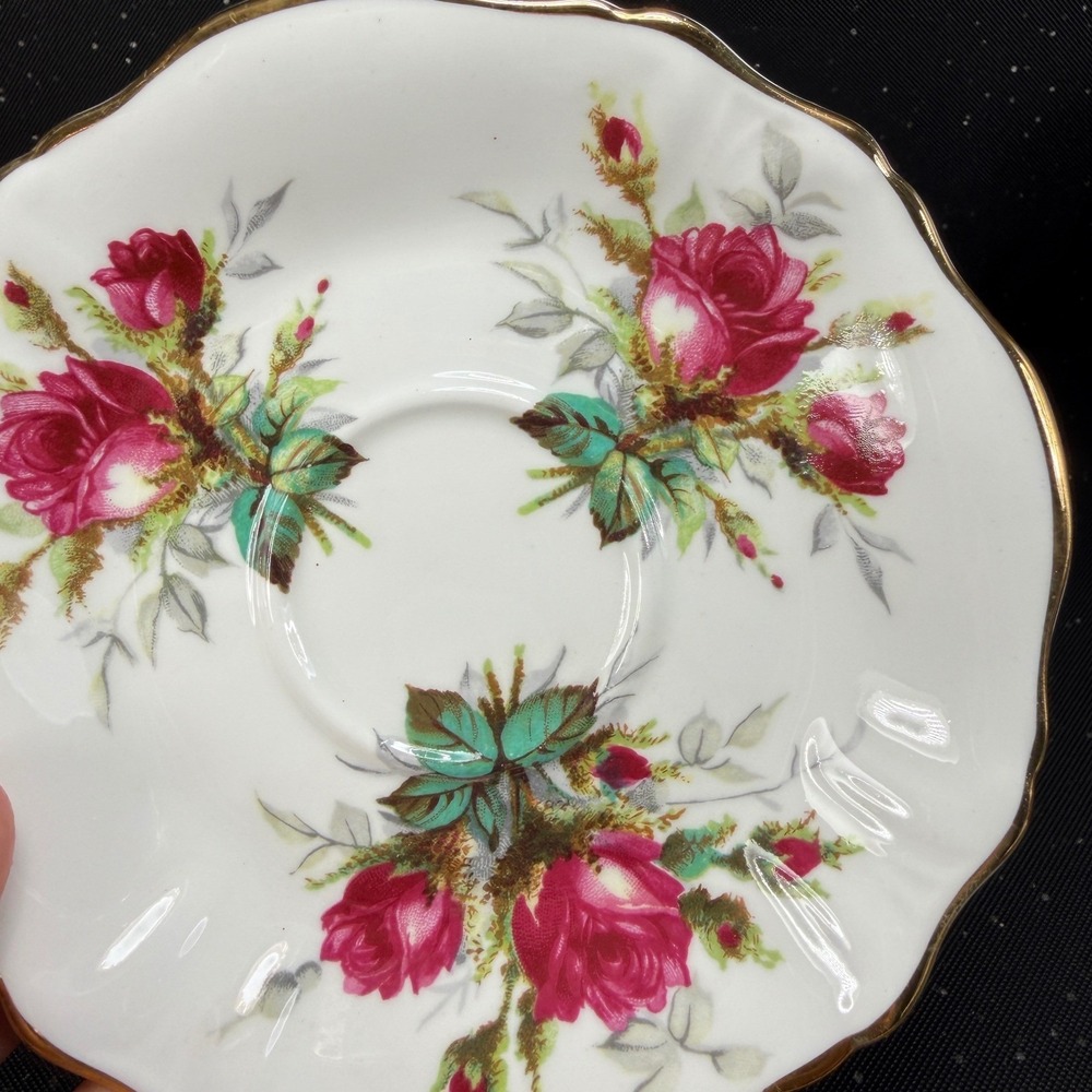 Hammersley Victorian Rose Fine Bone China Teacup Saucer Set Gold Gilt England - Picture 7 of 10